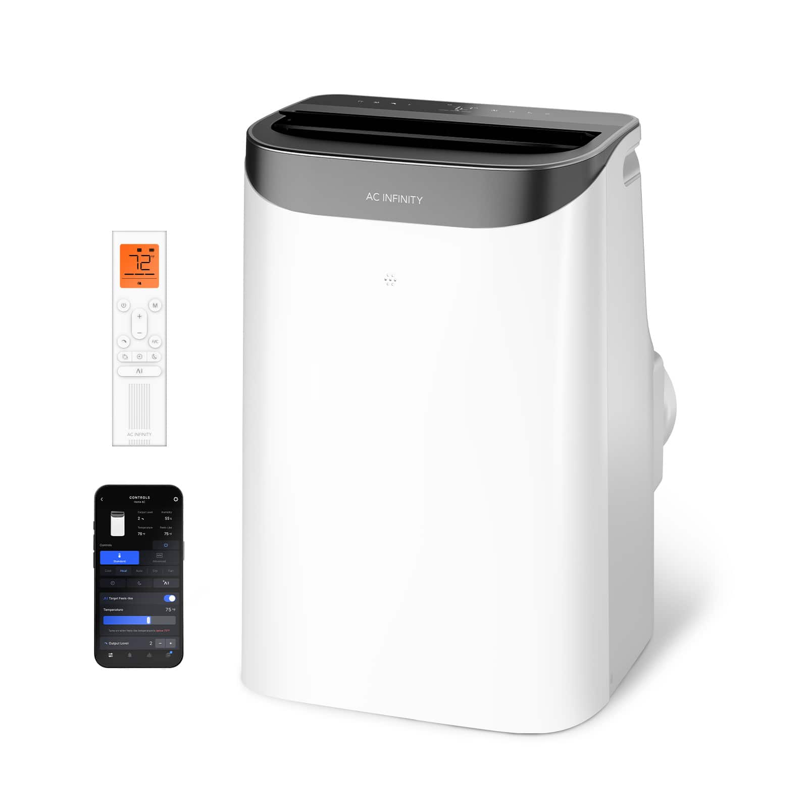 AC Infinity - Smart Portable Air Conditioner 5-in-1, All-Season Cooling and Heating, 12,000 BTU