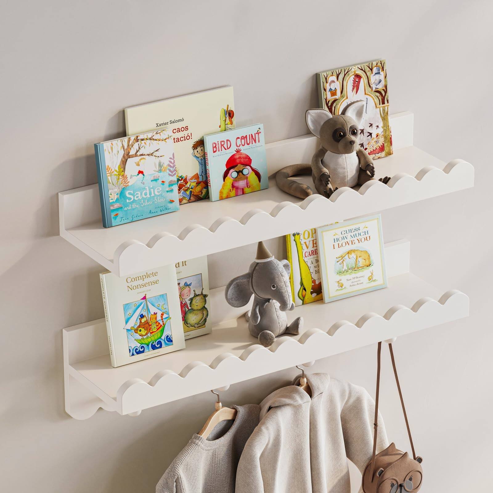 Sure, here is the corrected and grouped text from the image:

1. Xavier Salomé
   caos
   táciô!

2. Sadie
   and the Silver Shoes
   by J. J. Sedelmaier
   and Anna Bitter

3. BIRD COUNT

4. Complete Nonsense

5. I OP LOVE YOU
   HOW MUCH
   I LOVE YOU

6. CARE
   A B
   B

7. d it