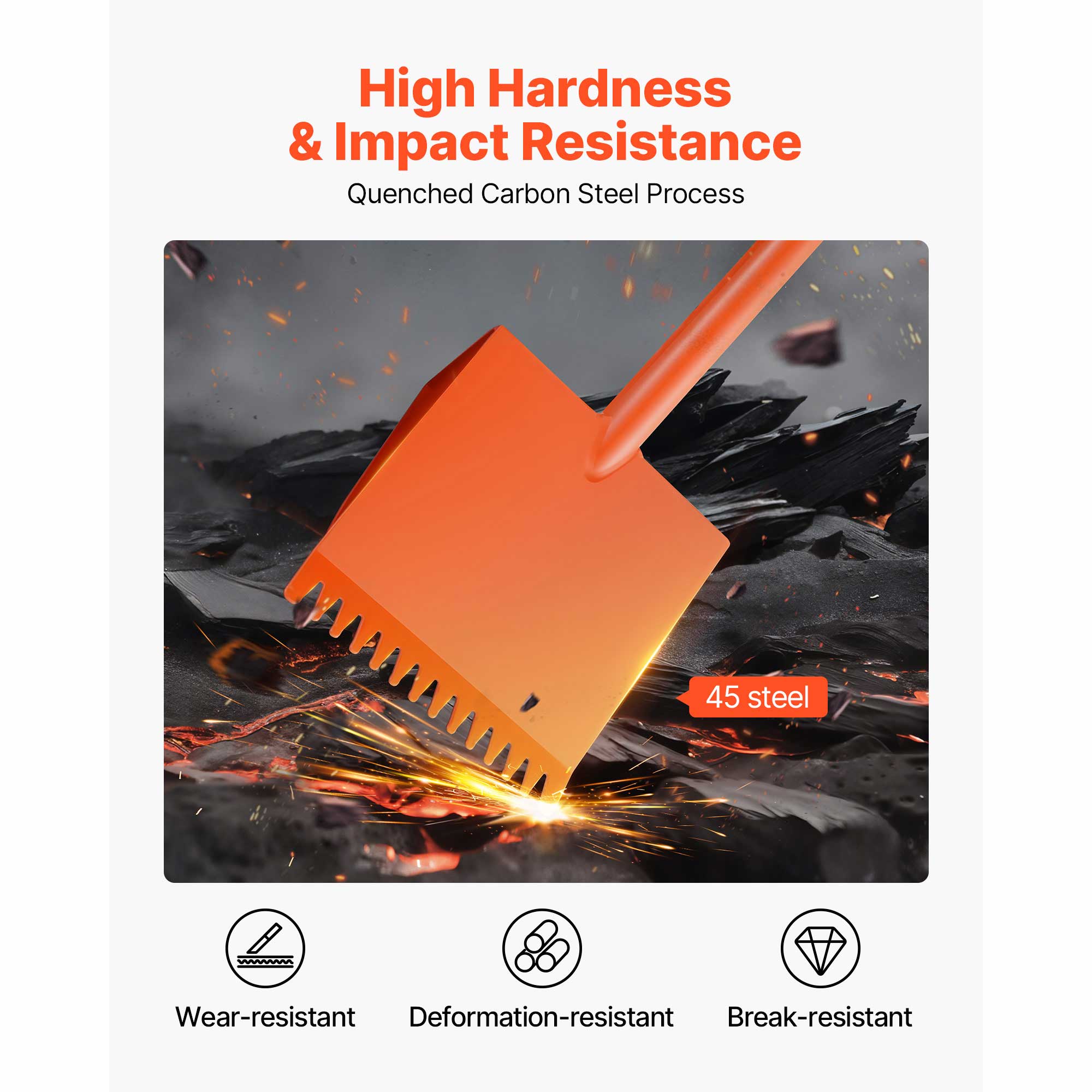 High Hardness & Impact Resistance  
Quenched Carbon Steel Process  
45 steel  

Wear-resistant  
Deformation-resistant  
Break-resistant