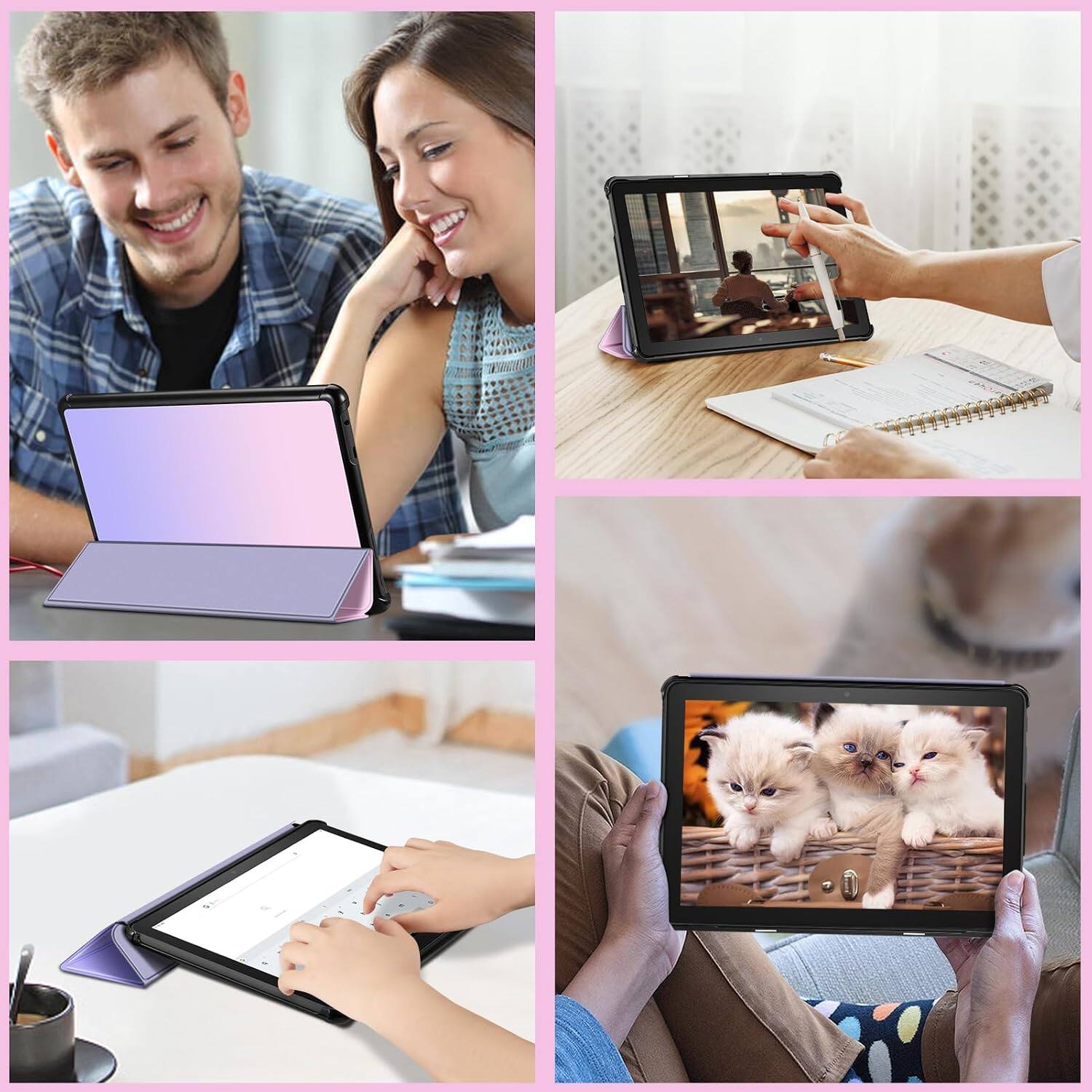 Alt View 2. Fintie - Slim Case for All-New Fire HD 10 & Fire HD 10 Plus (13th, 2023) Trifold Stand Cover Lightweight PU Leather Hard Shell - Fantasy Ombre.