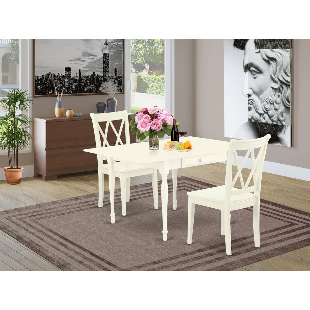 Angle. East West Furniture - Dining Room Set Linen White - Brown.