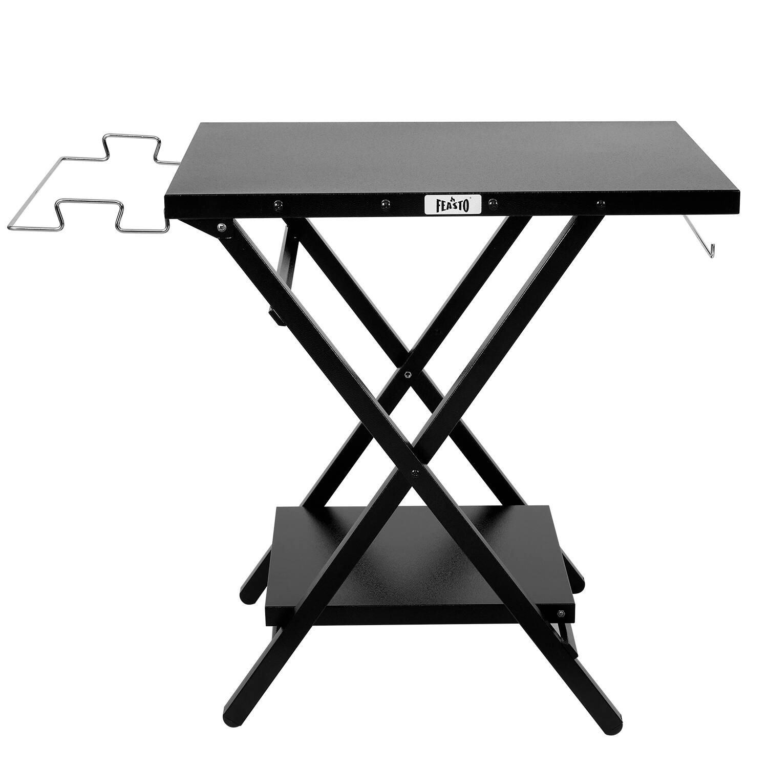 Front. FEASTO - 24" x 30" Large Portable Folding Grill Stand Table - Black.