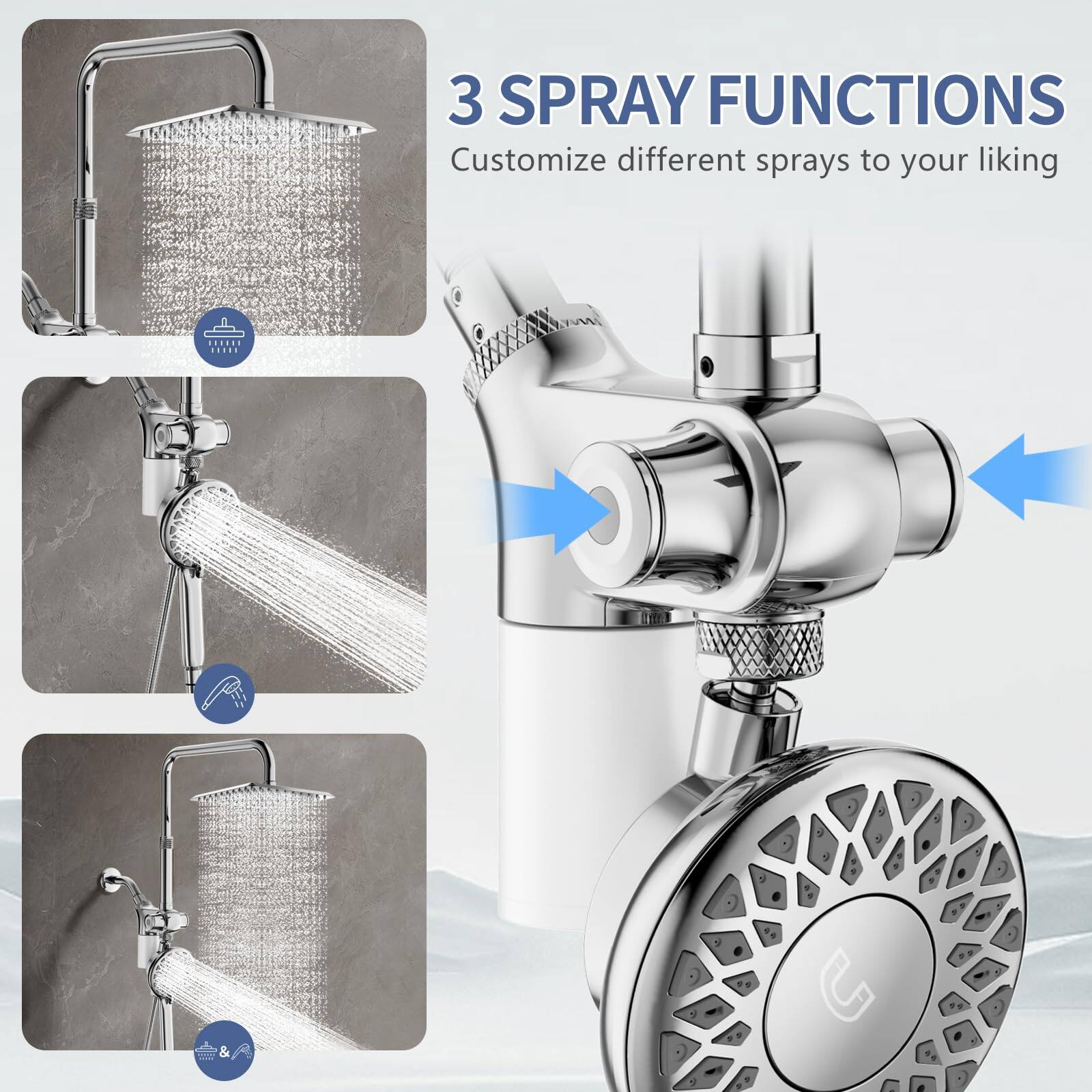 3 SPRAY FUNCTIONS  
Customize different sprays to your liking