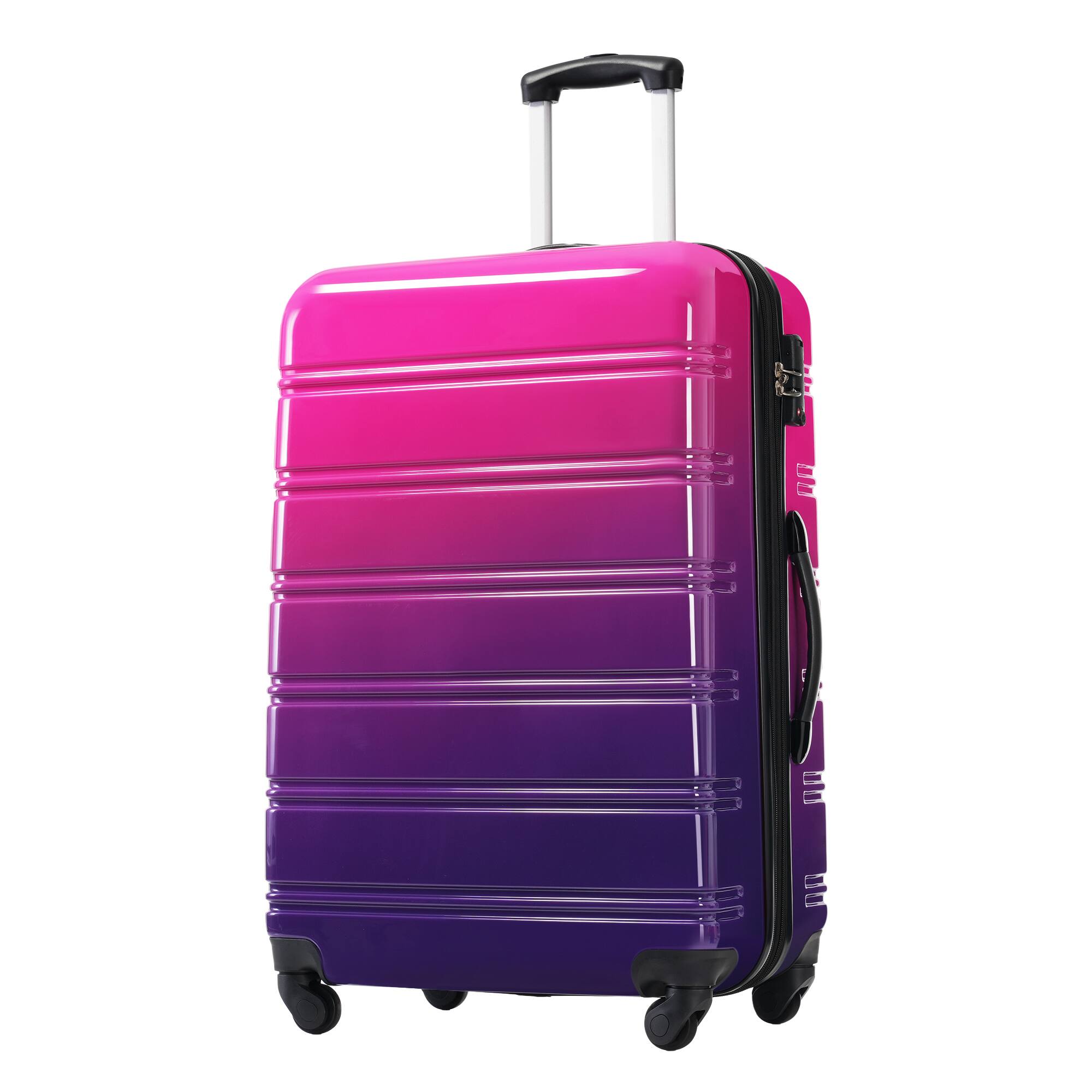 Left. LOVMOR - Lovmor 3-Piece Hardshell Luggage Set 20/24/28"  TSA  Spinner  Expandable  Pink - Multicolor purple.
