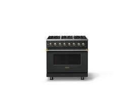 Viking - 36"W 5.6 Cu.Ft. Pro5S Freestanding Sealed 6 Burner Dual Fuel Convection LP Range - Antique Bronze w. Brushed Brass Trim - Antique Bronze
