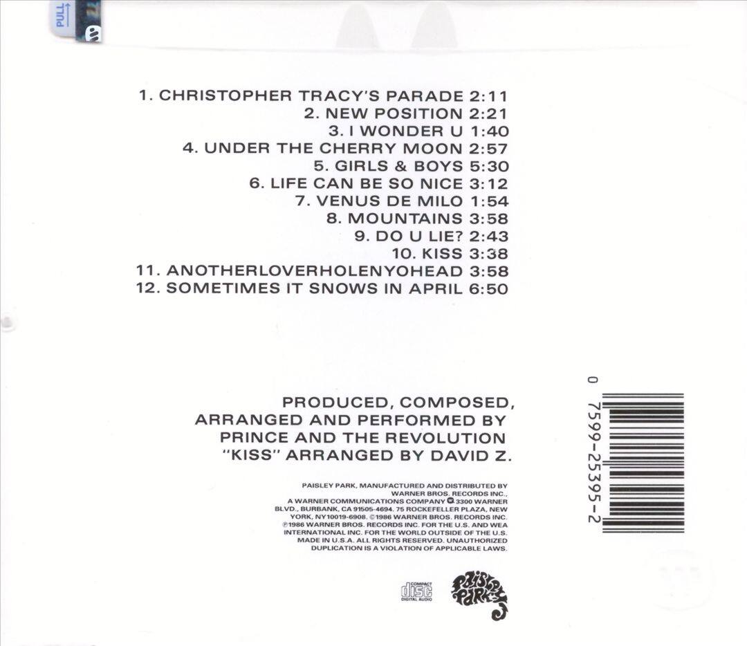 Back. Parade [Music From the Motion Picture Under the Cherry Moon] [LP].