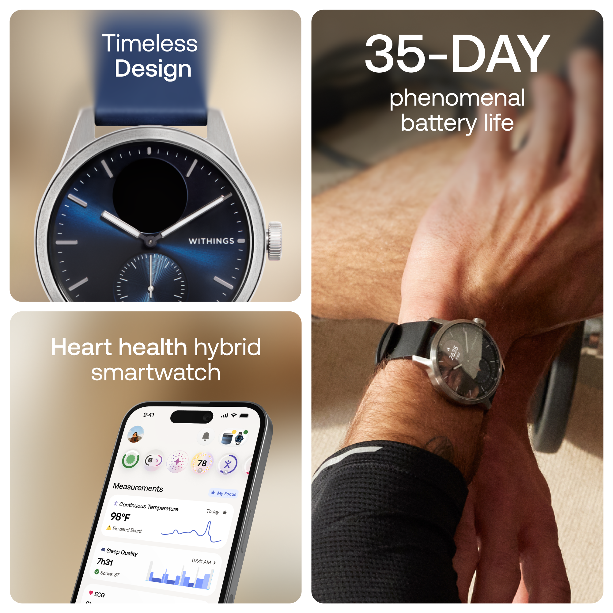 Withings ScanWatch 2 Heart Health Hybrid Smartwatch 42mm Blue