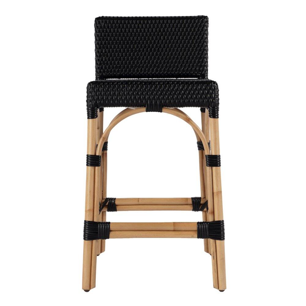 Left. Butler Specialty - Serienna 24.5 in. Seat Height Rectangular Rattan Low Back Counter Stool - Black.