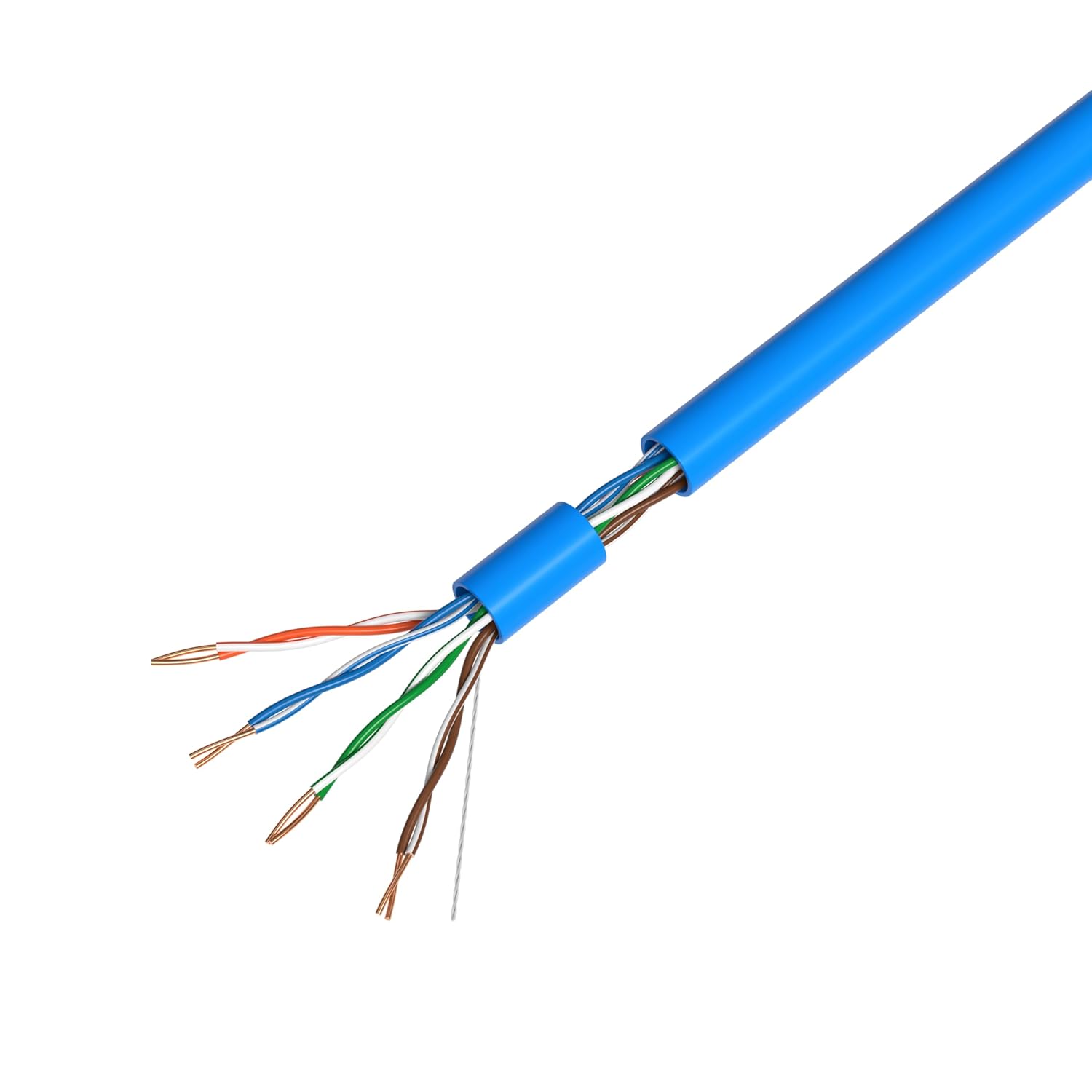Left. Cables Direct Online - 1000ft Cat5e Solid 24AWG Cable UTP Cat5 Bulk Pull Box Network Copper Clad Aluminum LAN Wire, Unshielded, Blue.
