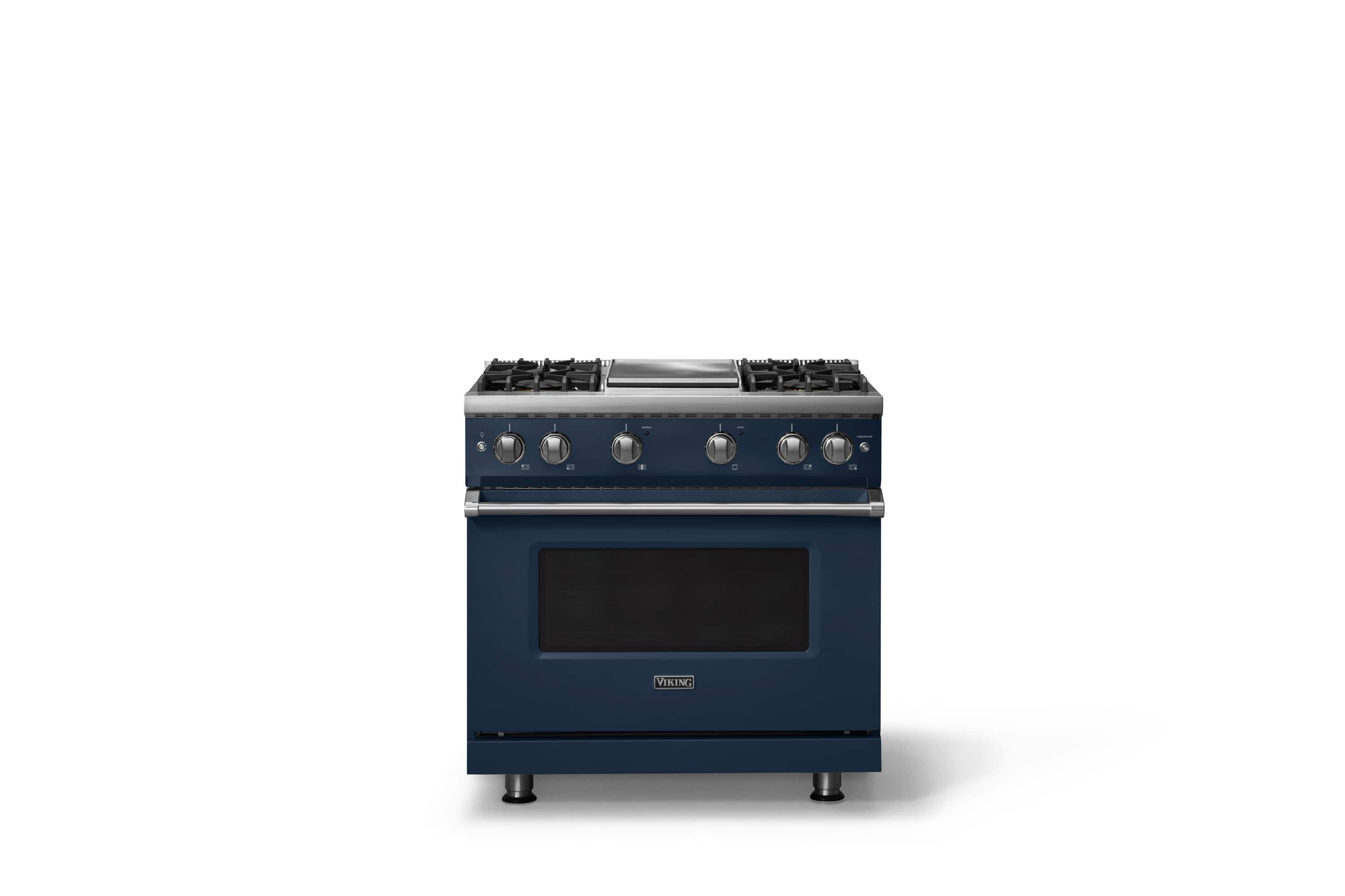 Viking - 36 in. Wide Pro 5 Series 5.1 Cu. Ft. Freestanding Sealed 4 Burner LP Gas Convection Range w. Griddle - Slate Blue - Slate Blue