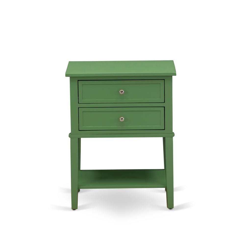 Back. East West Furniture - East West Furniture VL-12-ET Modern Wooden Nightstand with 2 Mid Century Wooden Drawers, Stable and Sturdy Constructed - Clover Green.