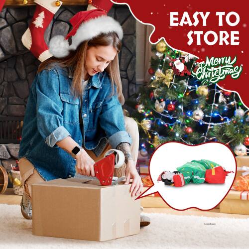 Winado 6FT Inflatable Christmas Tree with Elf and Santa Claus, Built in ...