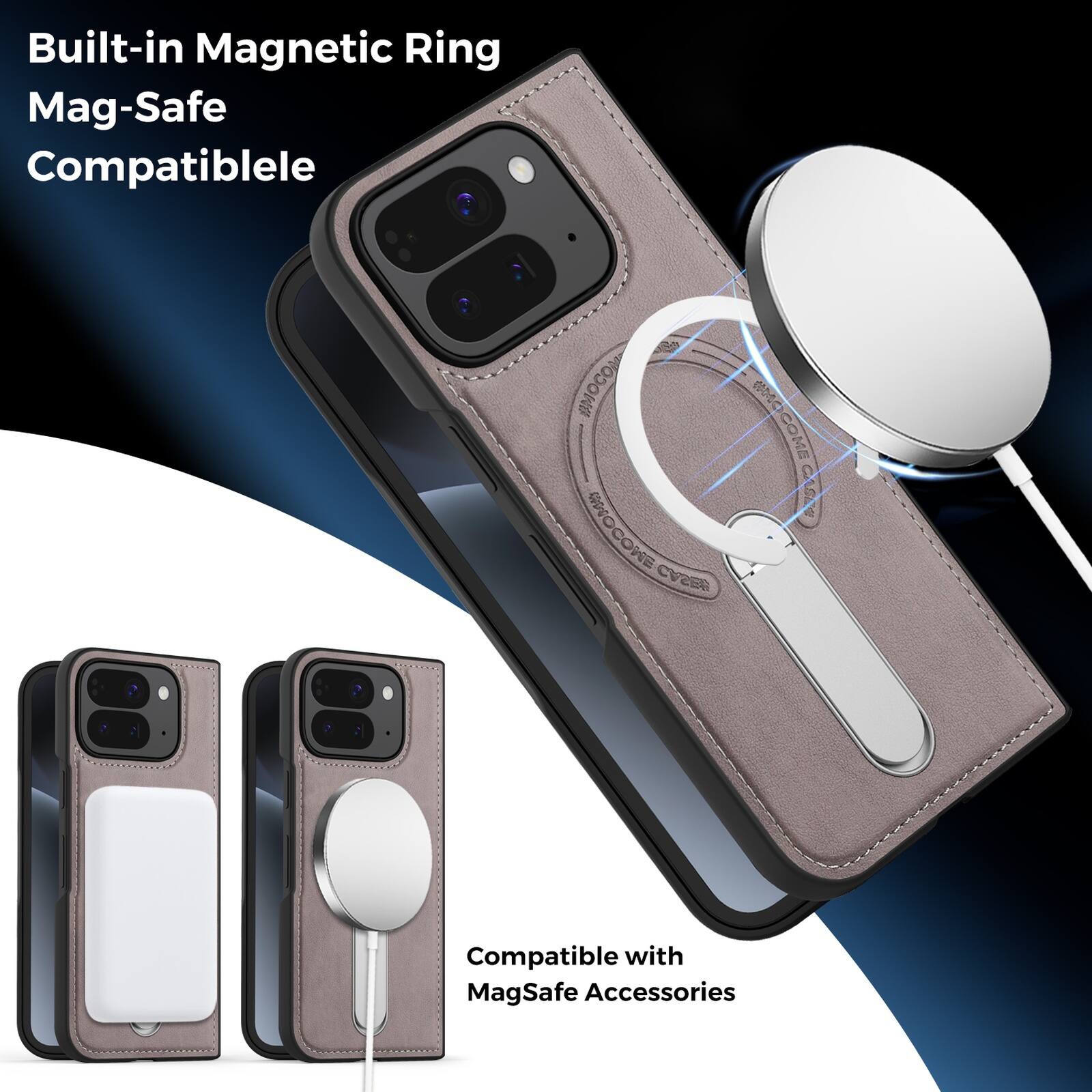 Built-in Magnetic Ring  
Mag-Safe Compatible  
Compatible with MagSafe Accessories