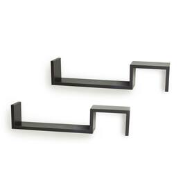 Danya B - Set of 2 S-Shaped Wall Shelves - Espresso - Brown