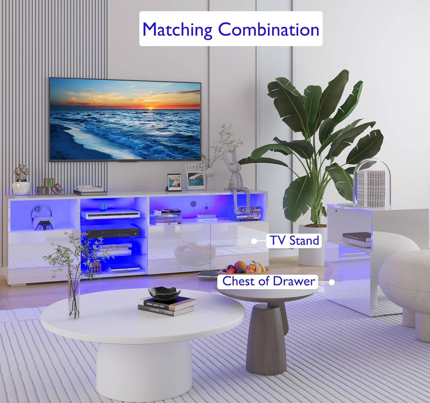 Matching Combination CIREN TV Stand Chest of Drawer