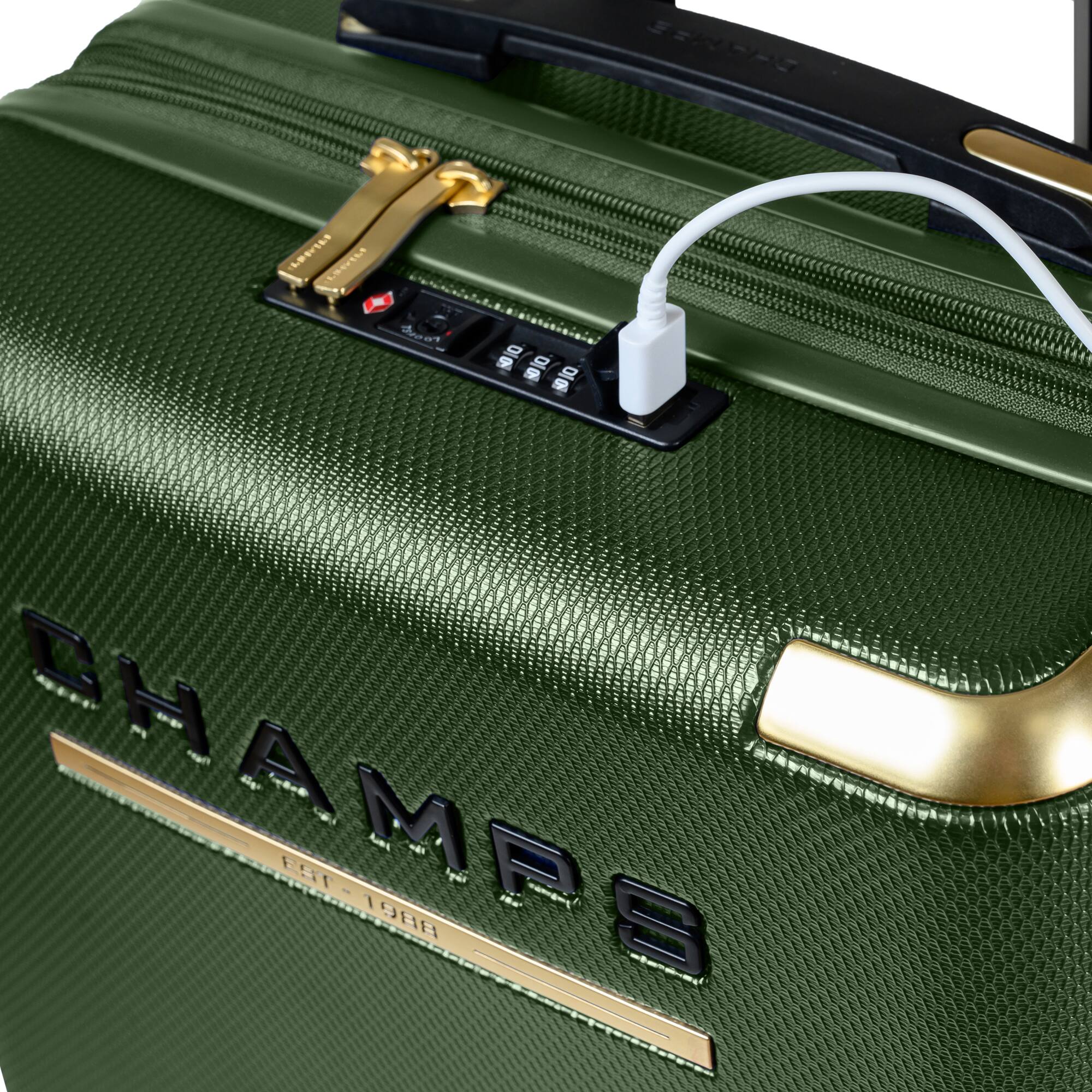 Champs Luxe II collection 3 piece Hardside Luggage set Green S1043