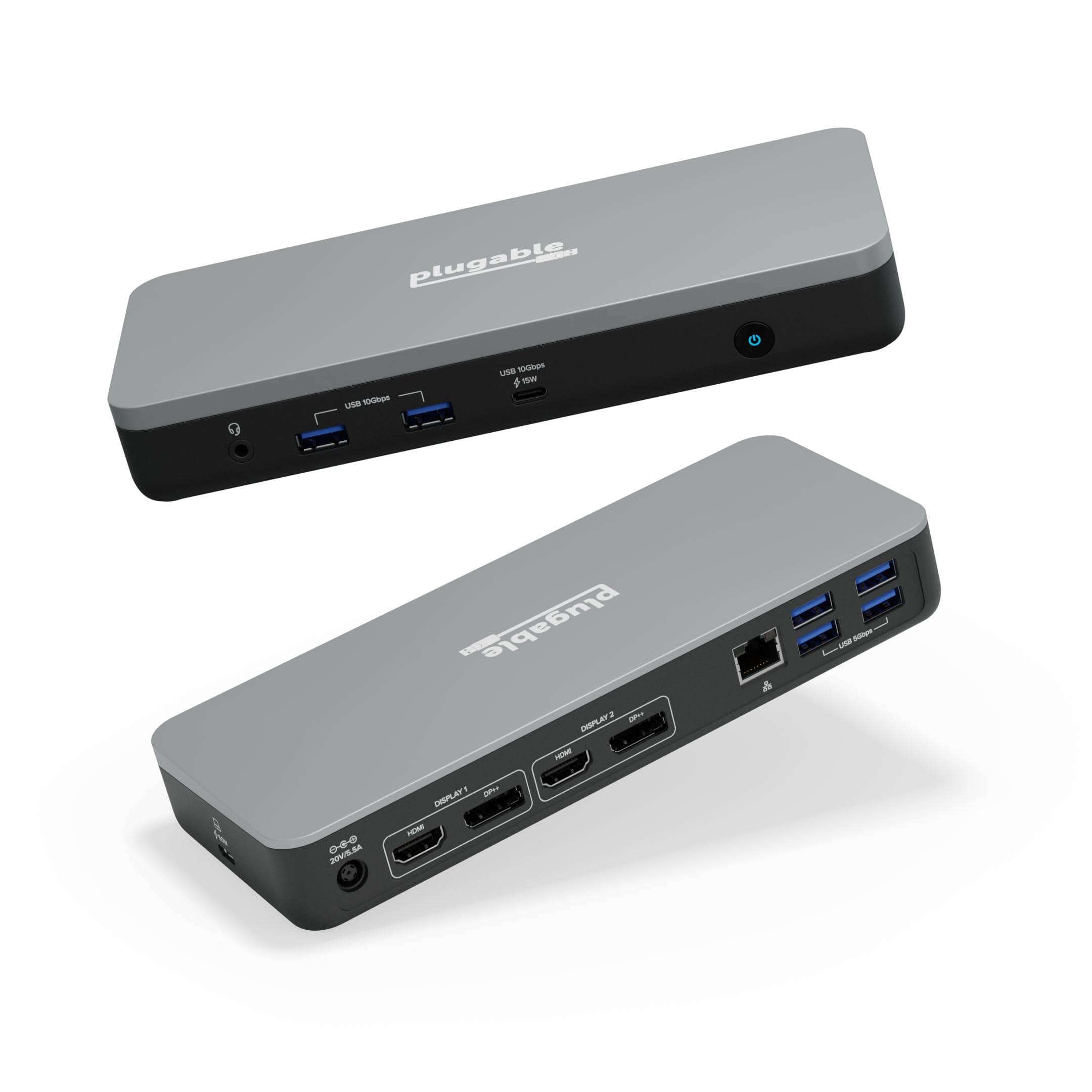 Plugable - Chromebook Docking Station Dual 4K USB-C, Chromebook Compatible Google Certified, Driverless 60W Universal Dock - Black