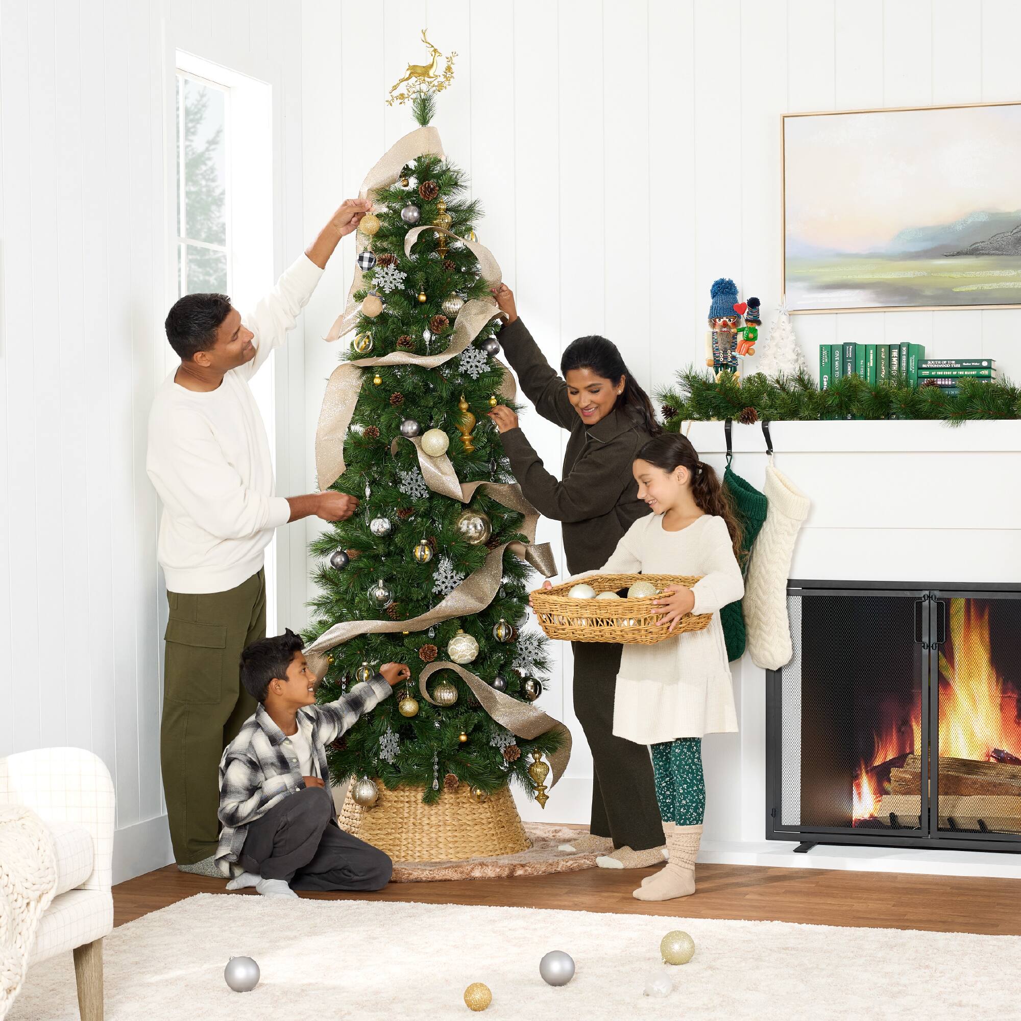 Alt View 4. Best Choice Products - Best Choice Products 12ft Pre-Lit Artificial Scotch Pine Pencil Christmas Tree w/ 700 LED Lights, Metal Stand - Green.