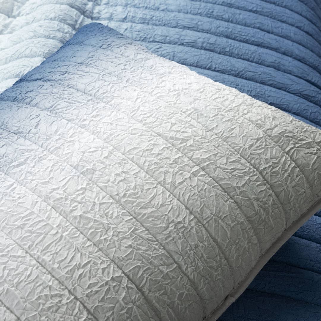 Left. Hivvago - King size Blue Grey Lightweight Crinkle Fabric 3 Piece Quilt Set - Blue Grey.