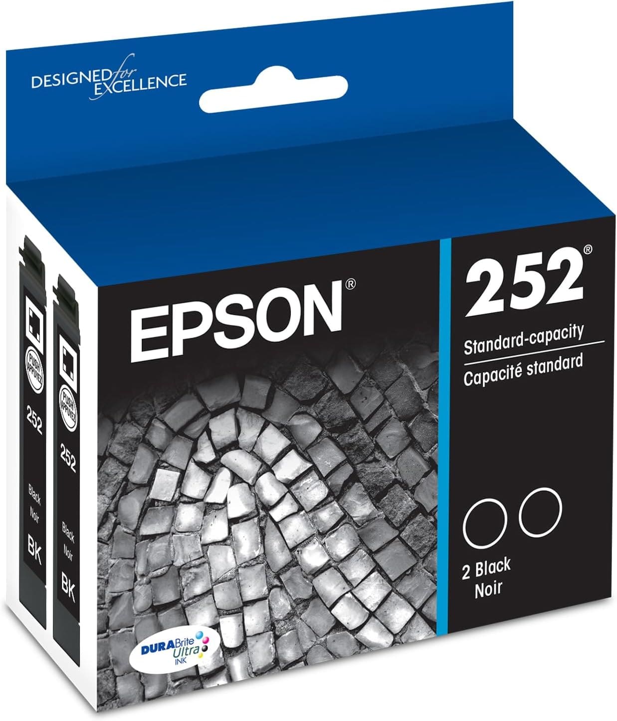 Epson - 252 DURABrite Ultra Ink Standard Capacity Black Dual Cartridge Pack (T252120-D2) WF-3620,3640,7110,7610, 7620,7710