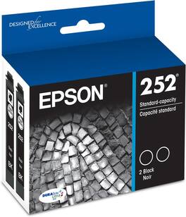 Epson - 252 DURABrite Ultra Ink Standard Capacity Black Dual Cartridge Pack (T252120-D2) WF-3620,3640,7110,7610, 7620,7710