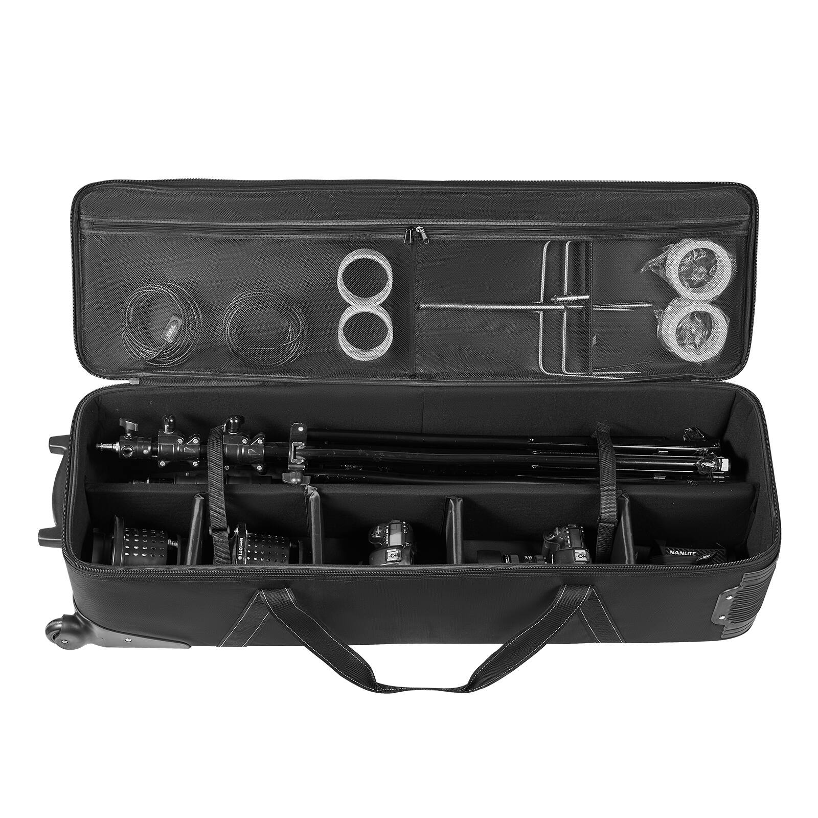 Alt View 5. VEVOR - Studio Equipment Trolley Case, 46.46 x 14.57 x 11.81 in / 118 x 37 x 30 cm, Rolling Camera Bag - Black.