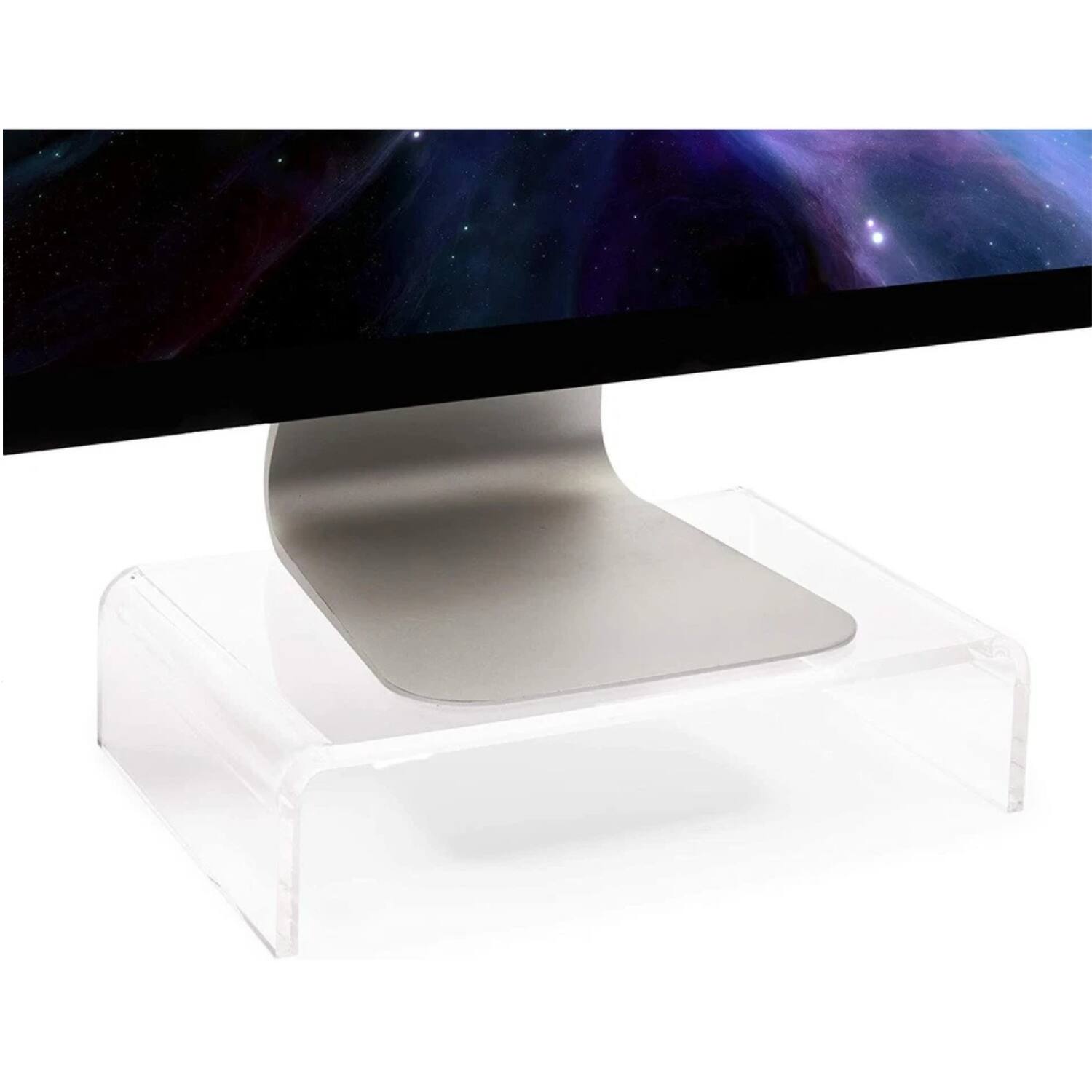 Angle. Stock Preferred - Acrylic Computer Monitor Stand - Clear.