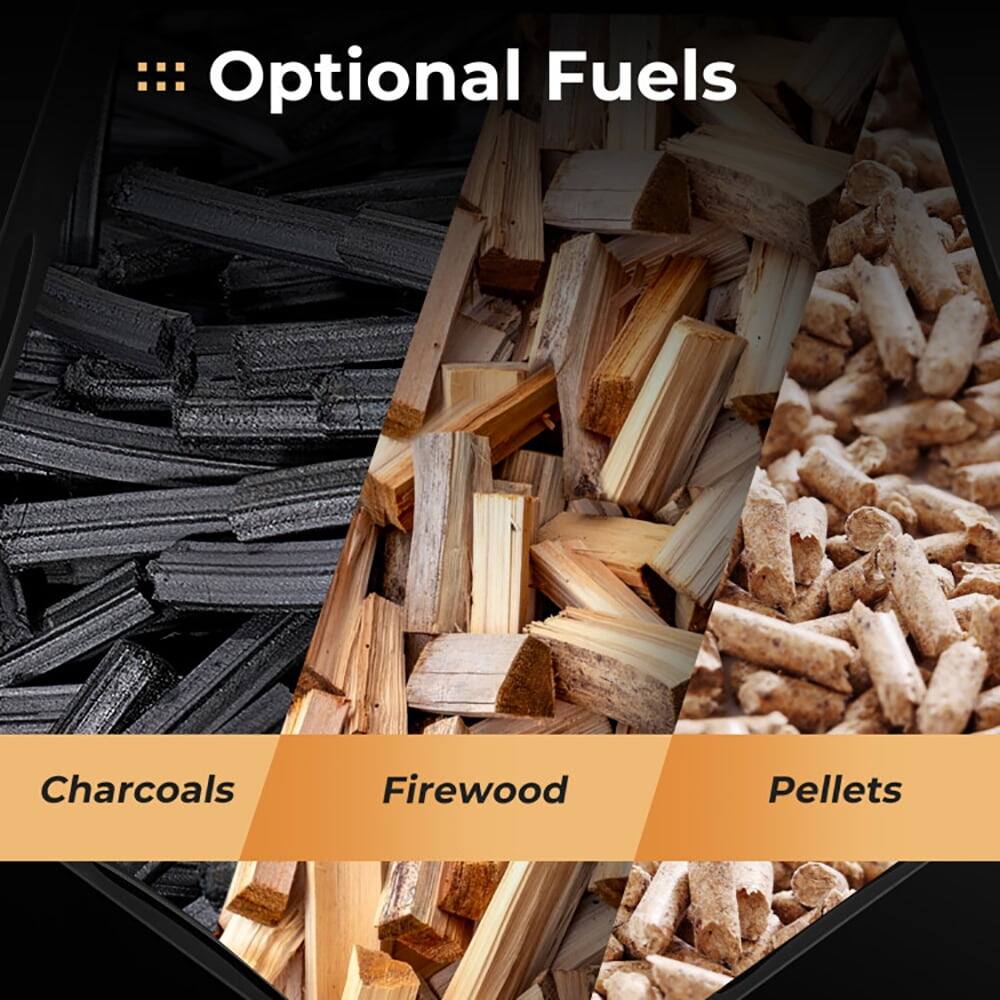 Optional Fuels

- Charcoals
- Firewood
- Pellets