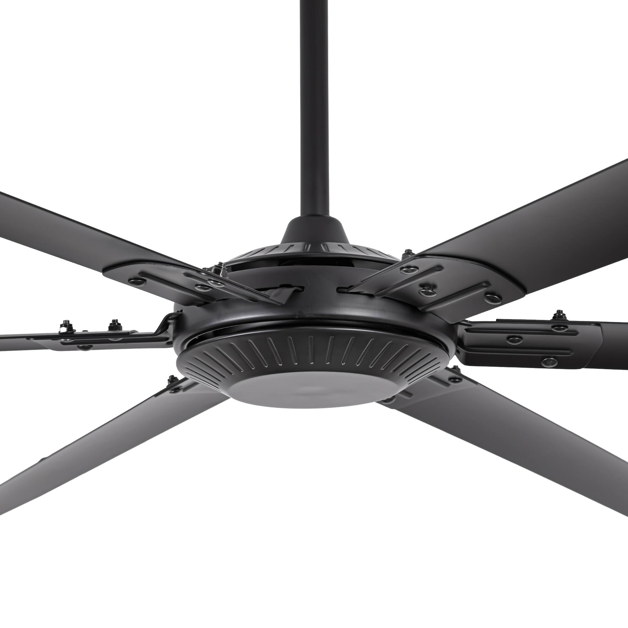 Alt View 2. Parrot Uncle - 120 Inch Industrial Aluminum 6 Blade DC Motor Large HVLS Ceiling Fan No Light - Black.