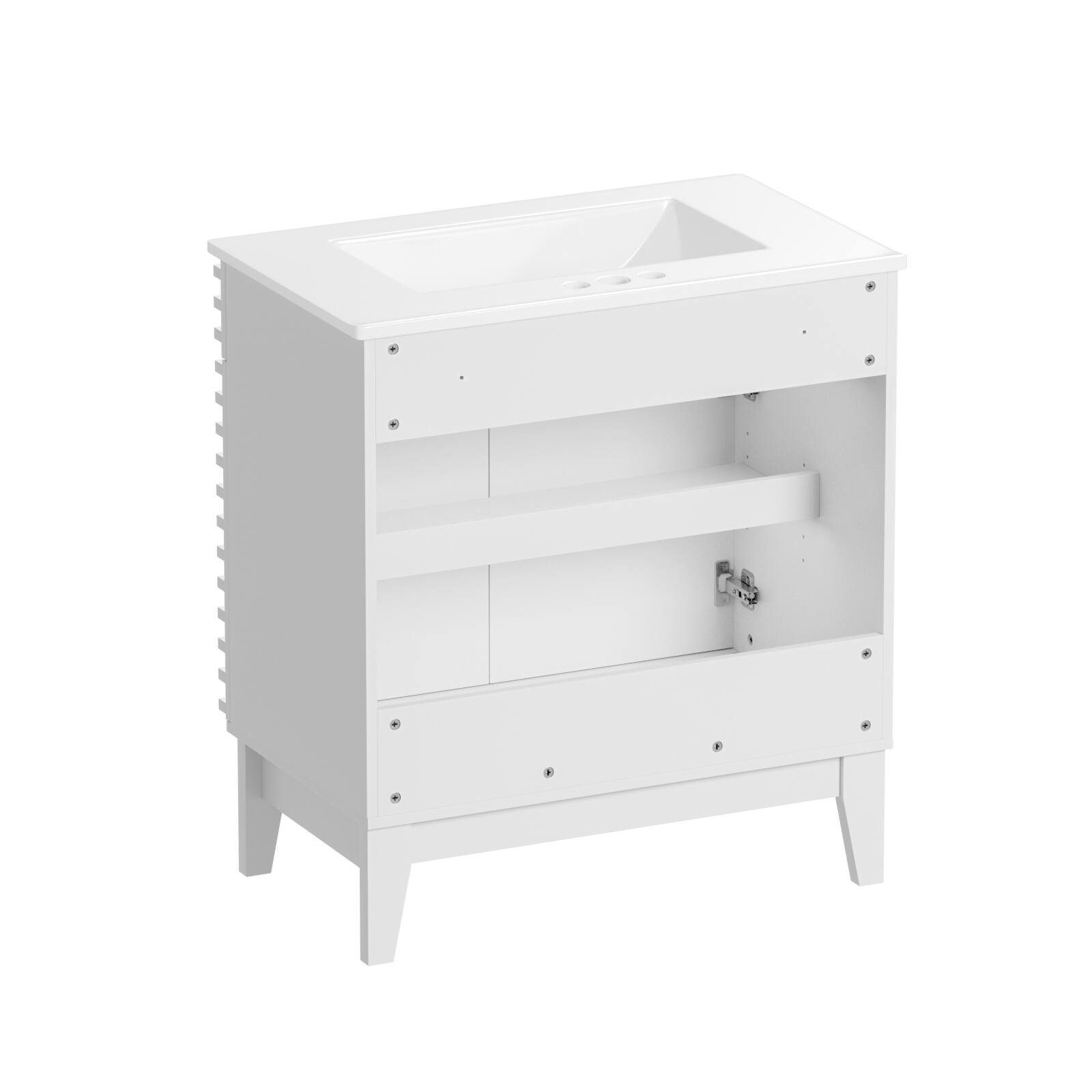 Alt View 1. LOVMOR - LOVMOR 30-in W White Freestanding Bathroom Vanity with Undermount Ceramic Sink and 2-Level Storage - White.