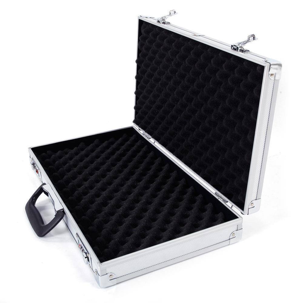 Left. Winado - Portable Aluminum Gun Case Pistol HandGun Lock Foam Safe Storage Box with Sponge Liner & Hard Case & Non-slip Handle New - Silver.