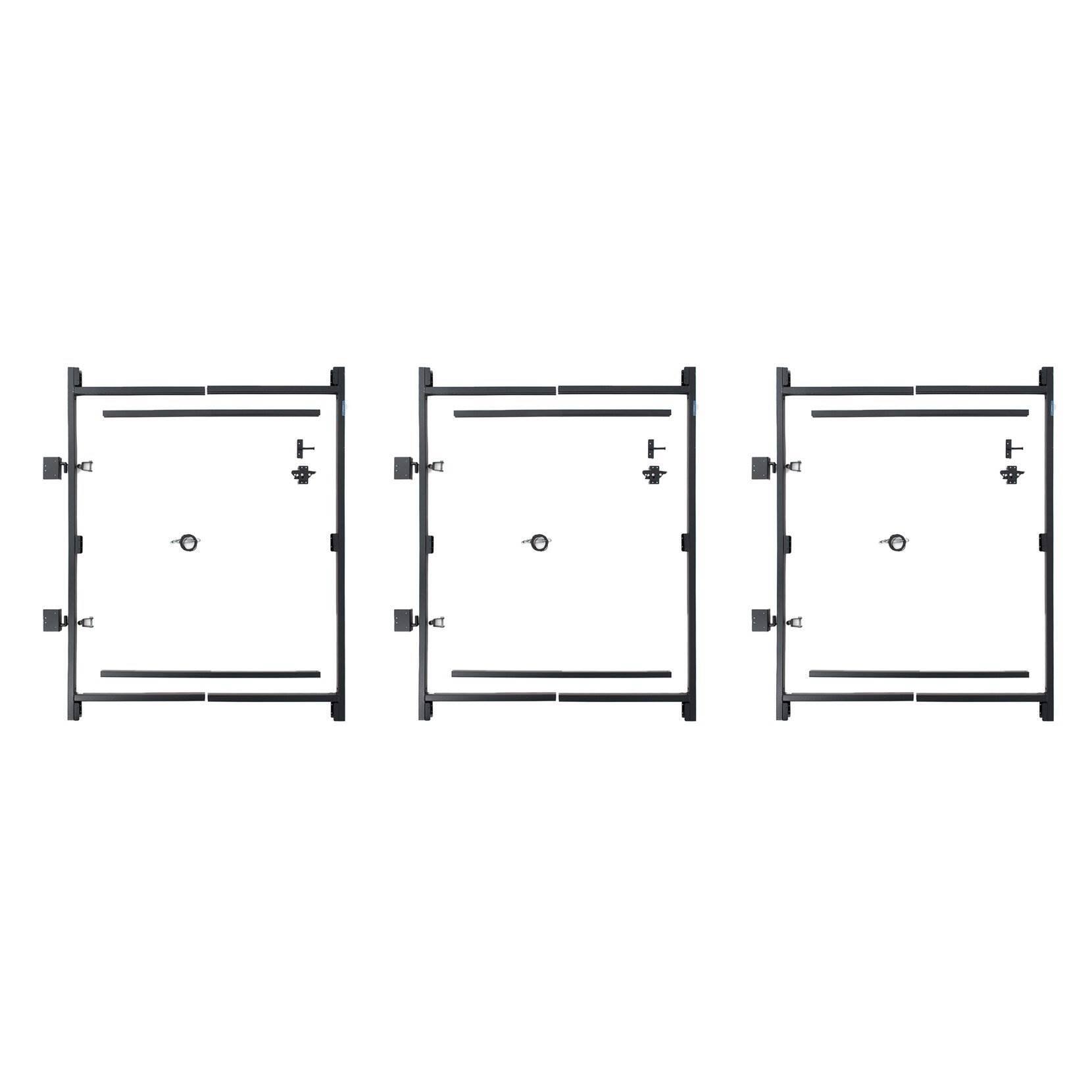 Front. Adjust-A-Gate - Adjust-A-Gate Steel Frame Gate Building Kit, 36"-60" Wide Up To 7' High (3 Pack) - Black.