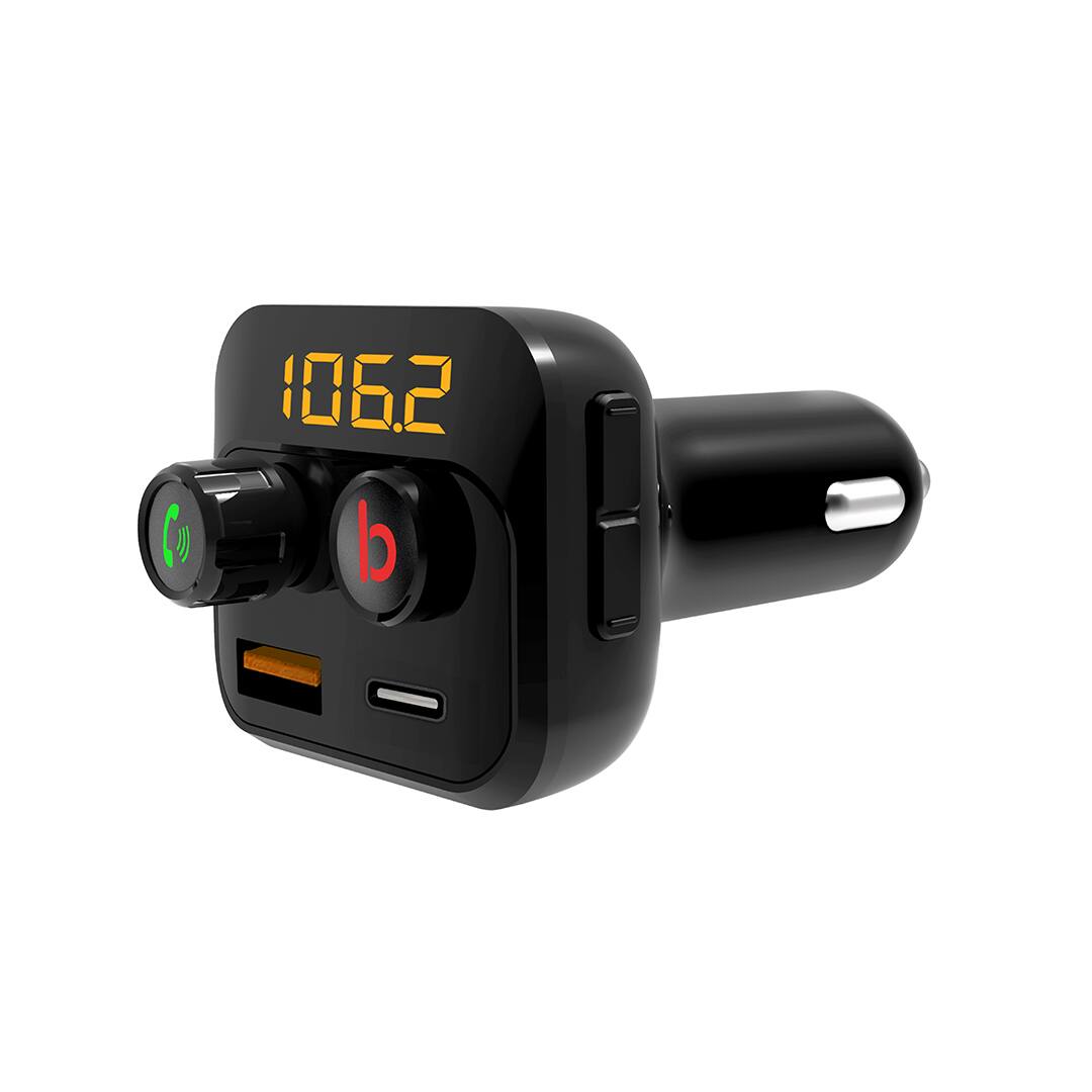 Angle. ToughTested - Bluetooth FM Transmitter with Enhanced Bass and Dual USB Charging - Black.