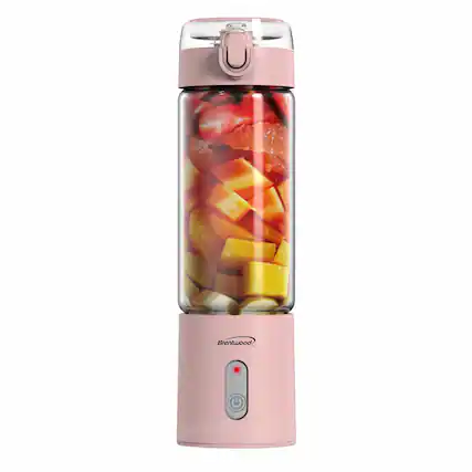 Front. Brentwood - Brentwood 17 Ounce Portable Battery Operated USB Glass Blender in Pink - Pink.