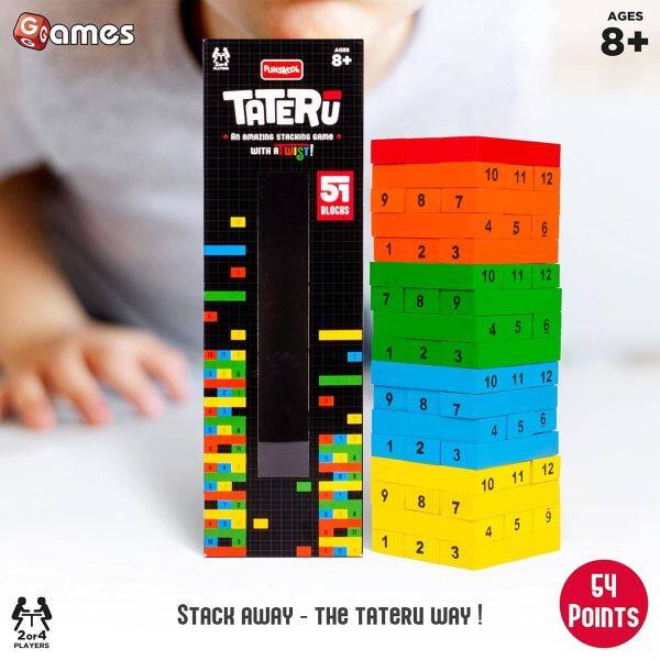 G ames AGES 8+ PUNSROOL TATERU An AMAZING STACKING cAme WITH TWIST! 51 9 8 7 BLOCKS 4 1 2 3 10 7 8 9 4 1 2 3 10 9 8 7 4 1 2 3 10 9 8 7 4 1 2 3 STACK AWAY - THE TATERU WAY! 2or4 PLAYERS 11 5 11 5 11 5 11 5 AGES 8+ 12 6 12 6 12 6 12 9 54 POINTS