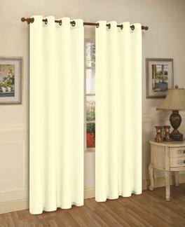 J&V TEXTILES - 2 Panels Solid Grommet Faux Silk Window Curtain Drapes Treatment 58" Wide and 84" Length - 2-MIRA IVORY