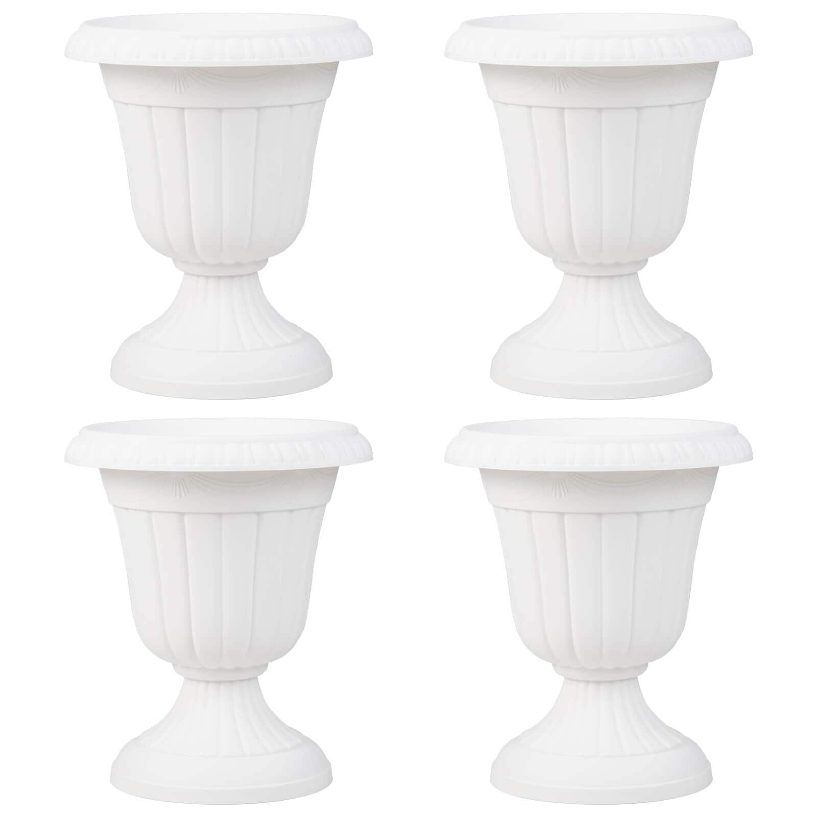 Costway - 18 inch Tall Vintage Planters Set of 4 with Pedestal Base & Pre-marked Drain Hole