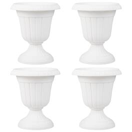 Costway - 18 inch Tall Vintage Planters Set of 4 with Pedestal Base & Pre-marked Drain Hole