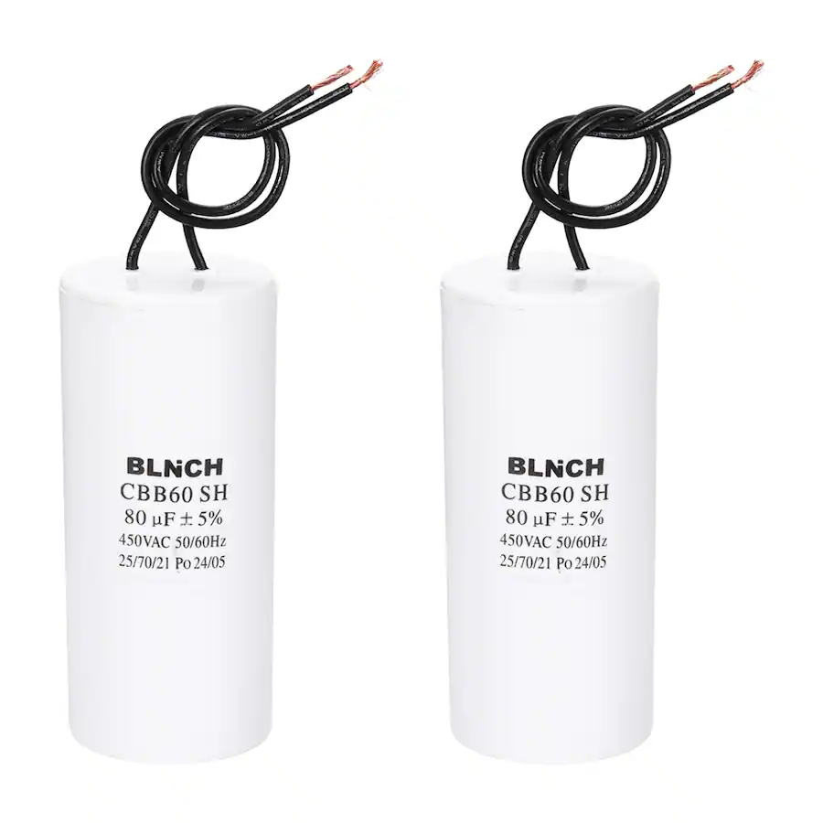 Compressor Mag Wire Unique Bargains 2pcs 80uF CBB60 Running Capacitor, AC 450V 2 Wire for ...