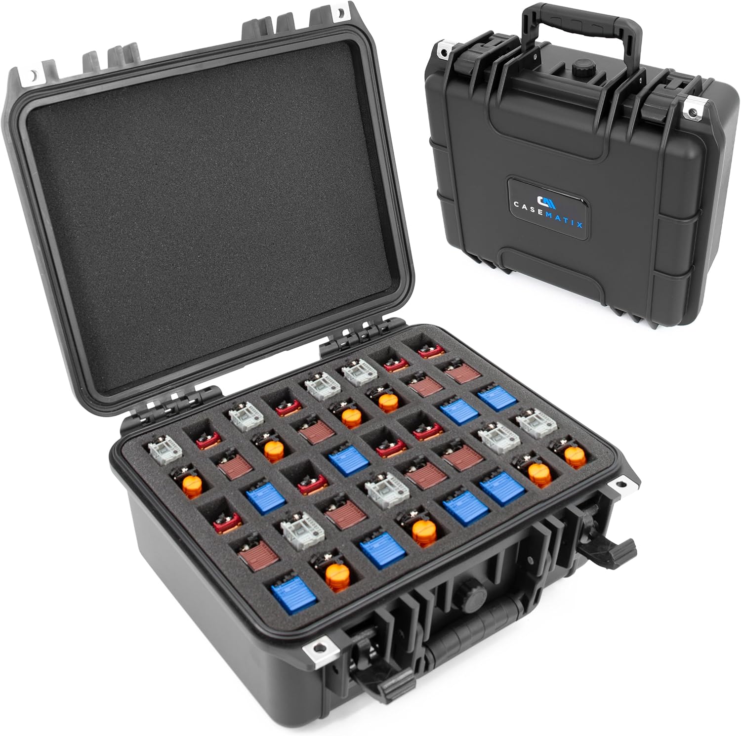 CASEMATIX - N Scale Model Train Storage Case – Waterproof Hard Shell Box Holds 40 N Gauge Trains in Custom Foam