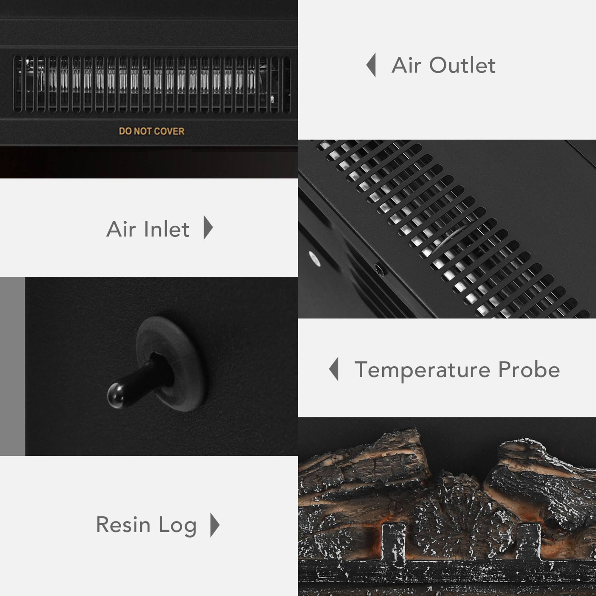 - Air Outlet
- Air Inlet
- Temperature Probe
- Resin Log

DO NOT COVER