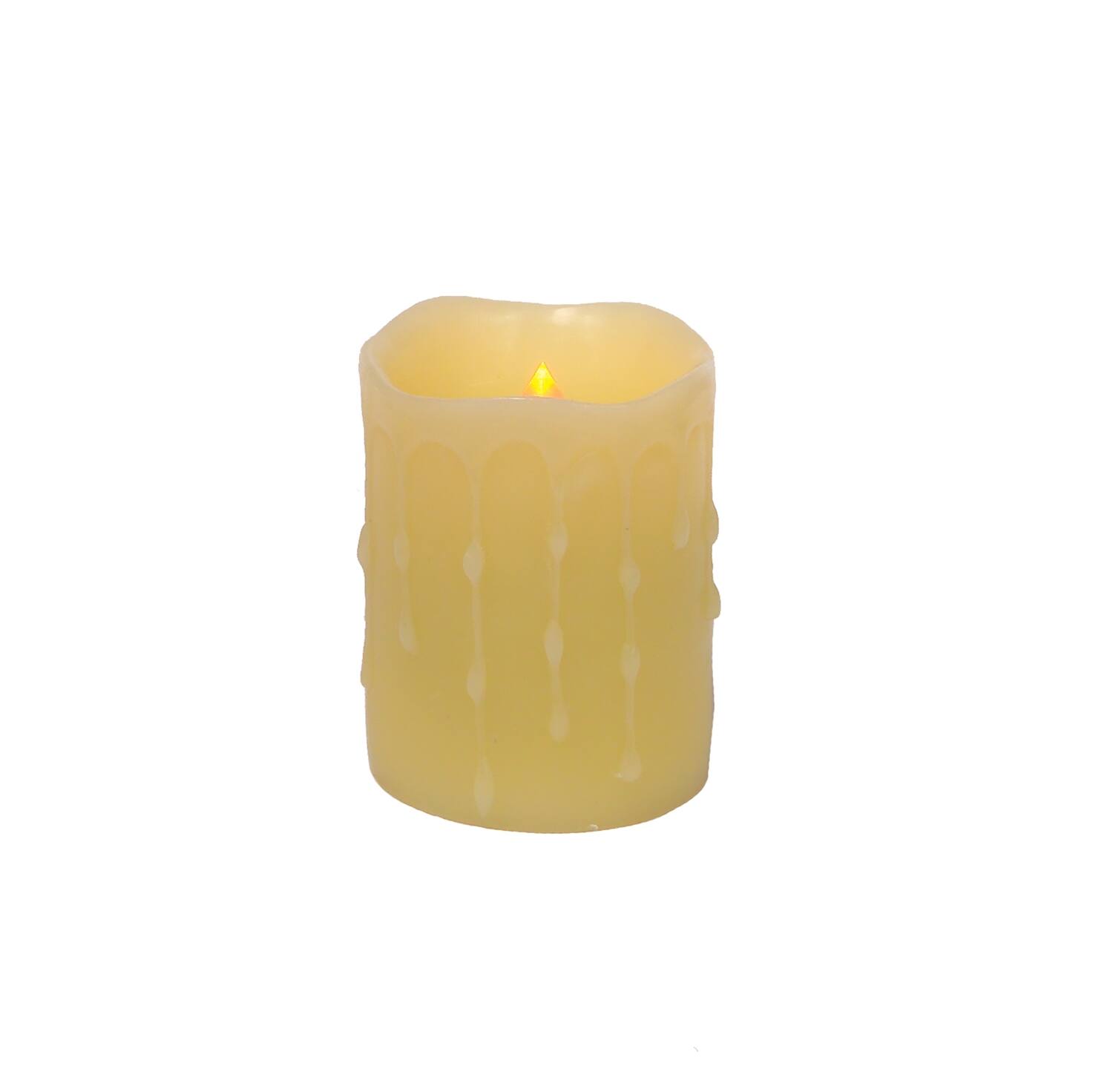 Angle. BreeBe - LED Dripping Wax Pillar Candles (Set of 4) - Yellow.