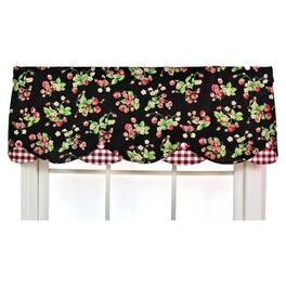 RLF Home - Strawberry Style Fields Petticoat 3" Rod Pocket Valance 50" x 15" - Black