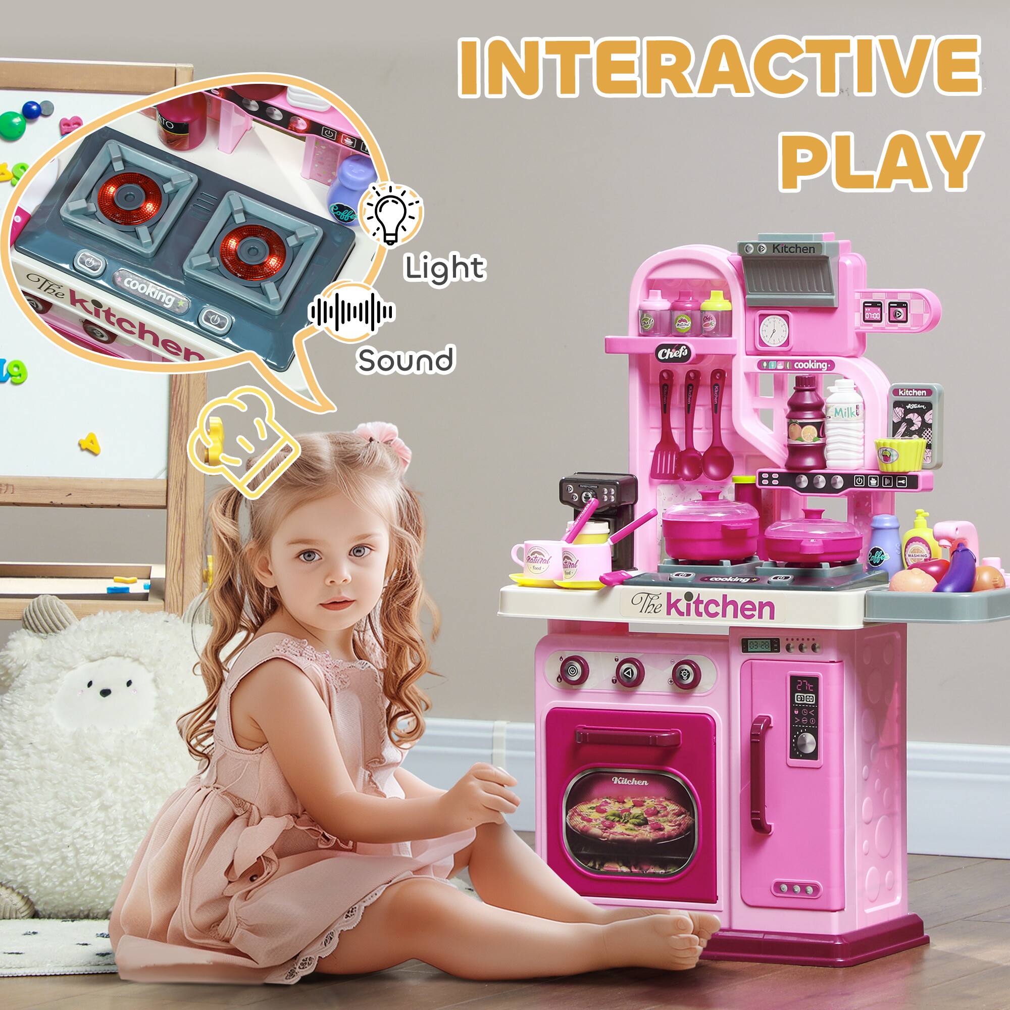 INTERACTIVE PLAY

Light
Sound

The kitchen

Cooking

Kitchen

Milk

The kitchen