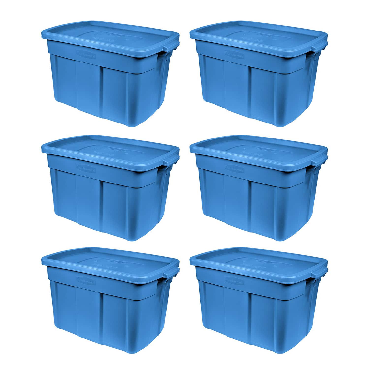 RubberMaid - Roughneck Tote 18 Gallon Storage Container, (6 Pack) - Heritage Blue