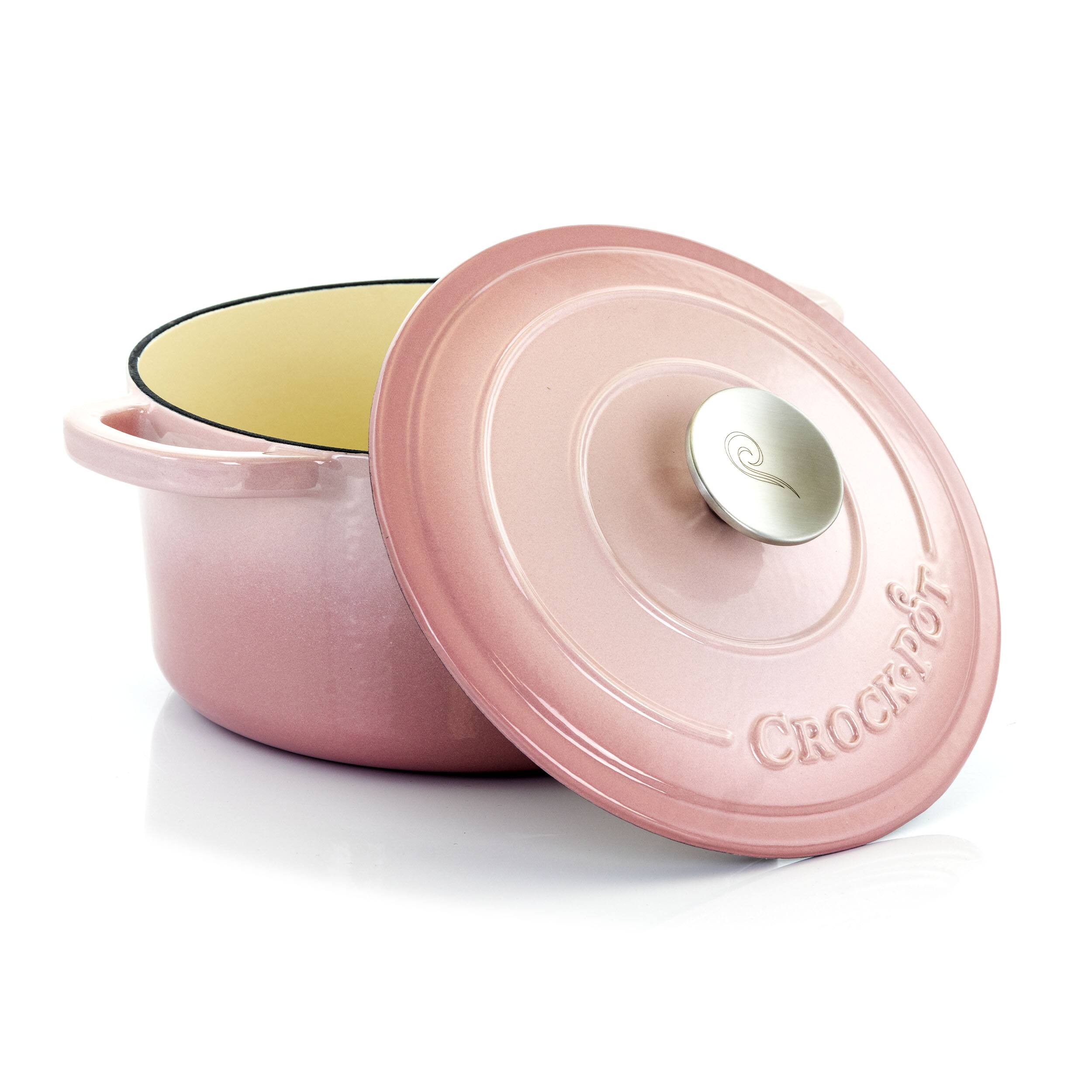 Alt View 1. Crockpot - Crock-Pot Artisan 2 Piece 3 Quarts Enamled Cast Iron Dutch Oven in Blush Pink - Blush Pink.