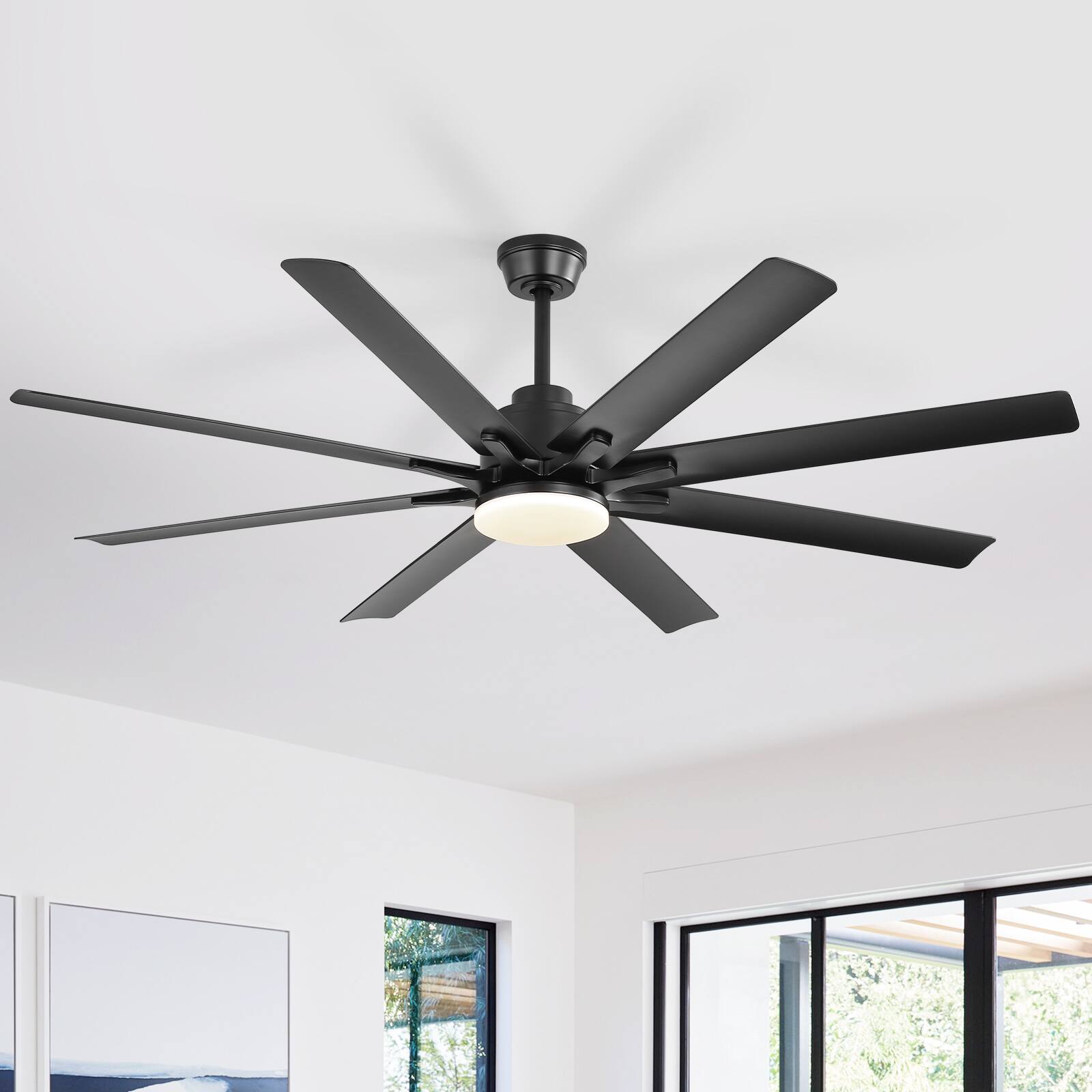 Angle. Sofucor - Sofucor 52'' Smart Ceiling Fan with Lights and Remote & APP Control Work with Alexa/Google Indoor Outdoor Ceiling Fan - Black.