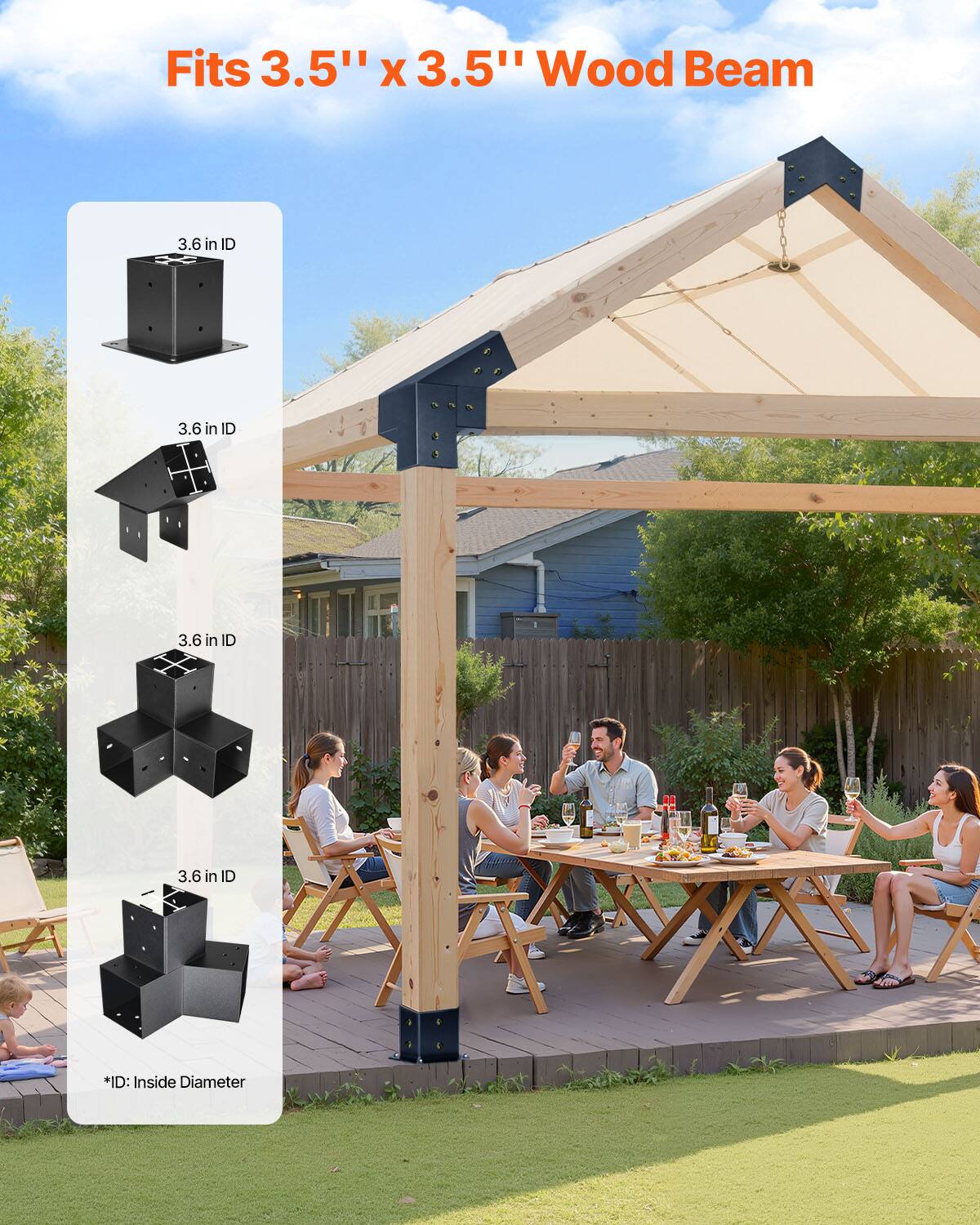 Fits 3.5" x 3.5" Wood Beam

3.6 in ID

3.6 in ID

3.6 in ID

3.6 in ID

*ID: Inside Diameter