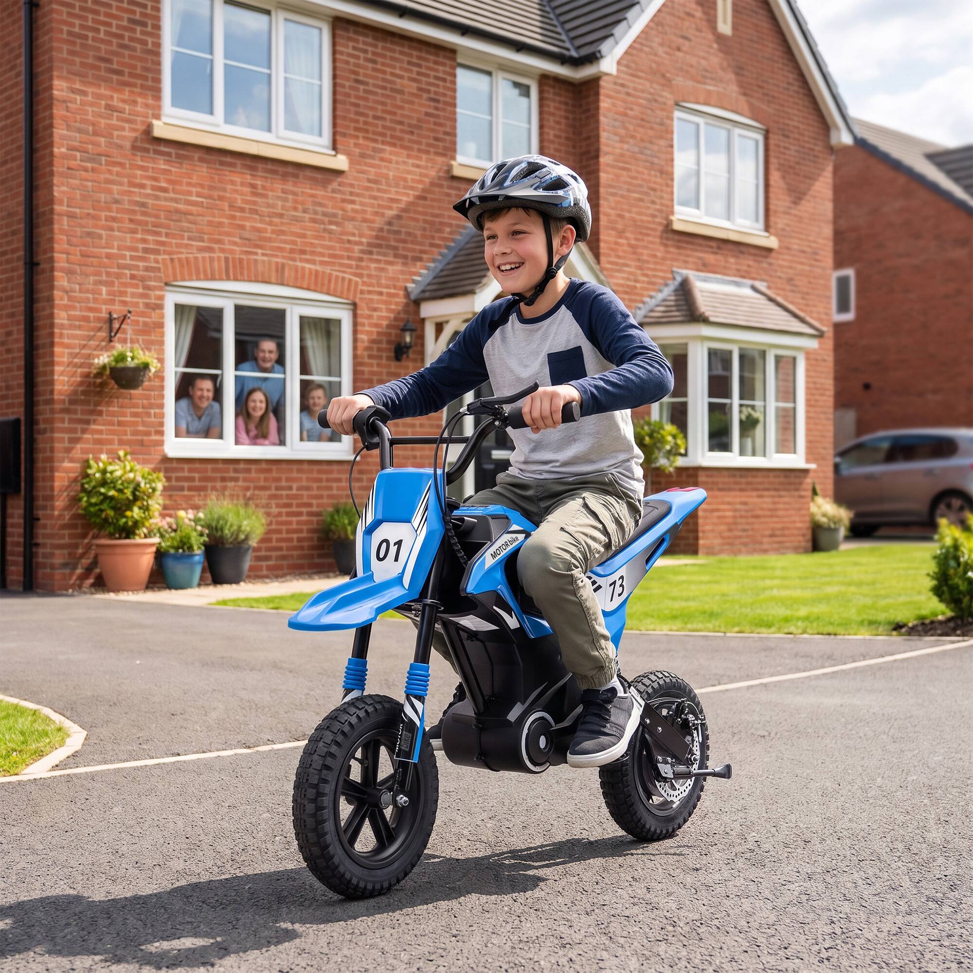 Alt View 1. Qaba - Kids Electric Motorcycle with 180W Brushless Motor, Suspension, Soft Start - Blue.