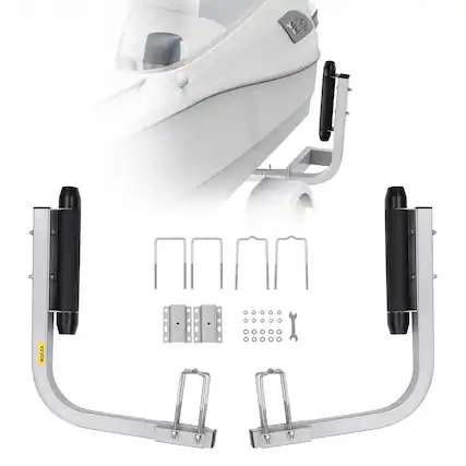 Front. VEVOR - Marine Trailer Guide Set, 20.5” Flexibly Adjustable Poles, Pair of Steel Anti-Rust Guides, Durable Roller Support - Silver.